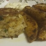 Fish cakes with potato wedges